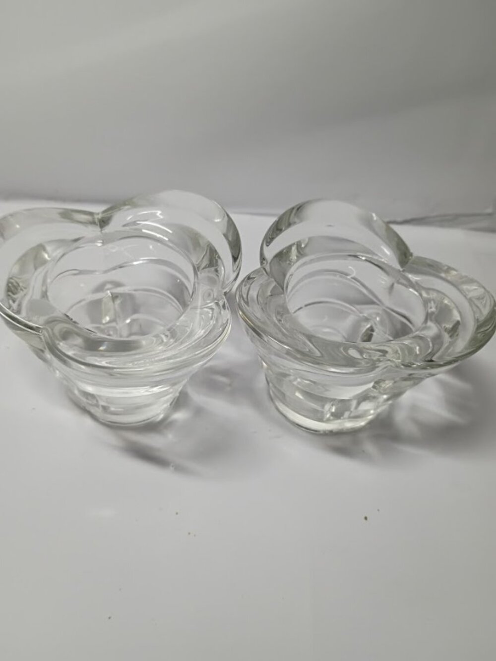 Borgonovo VTG 1950-1970 Set 2 Italian Glass Crystal Tealight Candle Holders - Picture 2 of 6